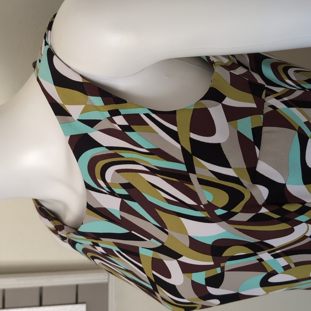 Connected Petite Sheath Dress Sz6P Geometric Sleeveless Zip-up EUC Poly/Spandex - Picture 2 of 12